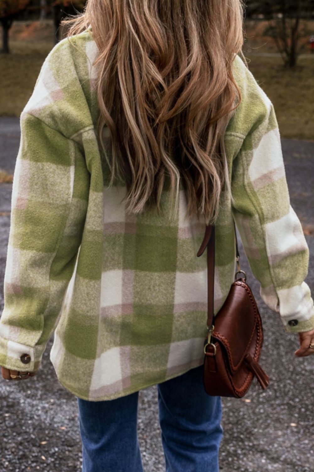 Pocketed Plaid Collared Neck Shacket