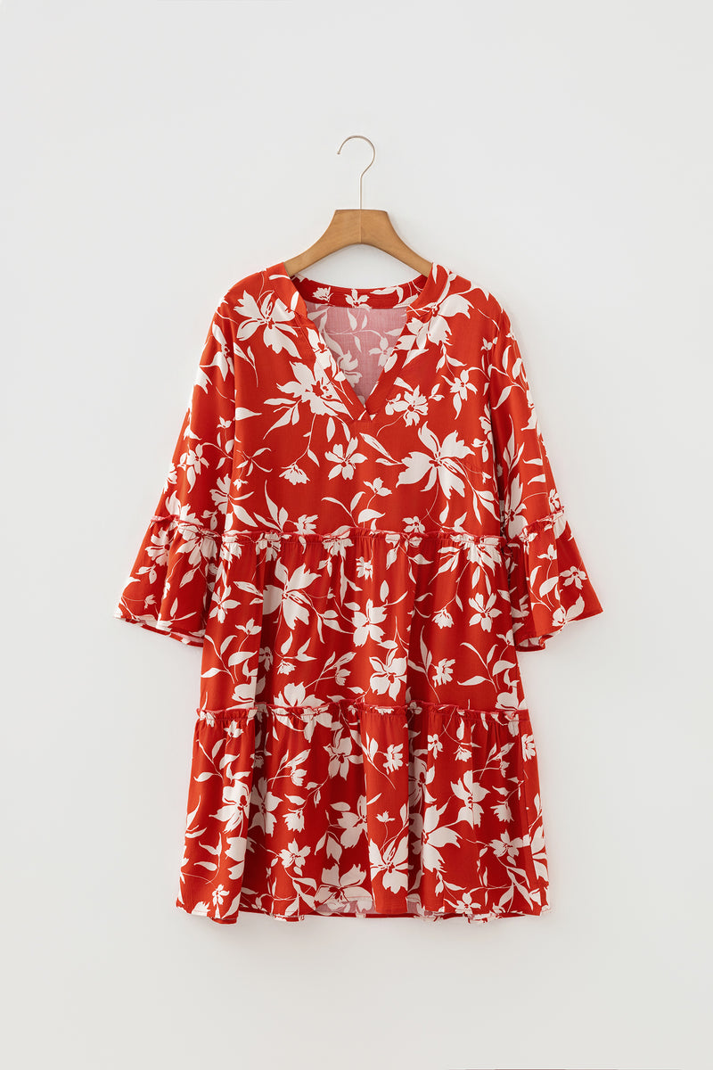 milla red floral print button up mini dress The Majestic Milla Mini Shirt Dress With Feathers