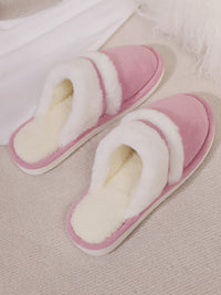 Hazel Blues® |  Contrast Faux Fur Round Toe Slippers