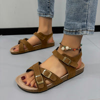 Hazel Blues® |  Open Toe Flat Buckle Sandals