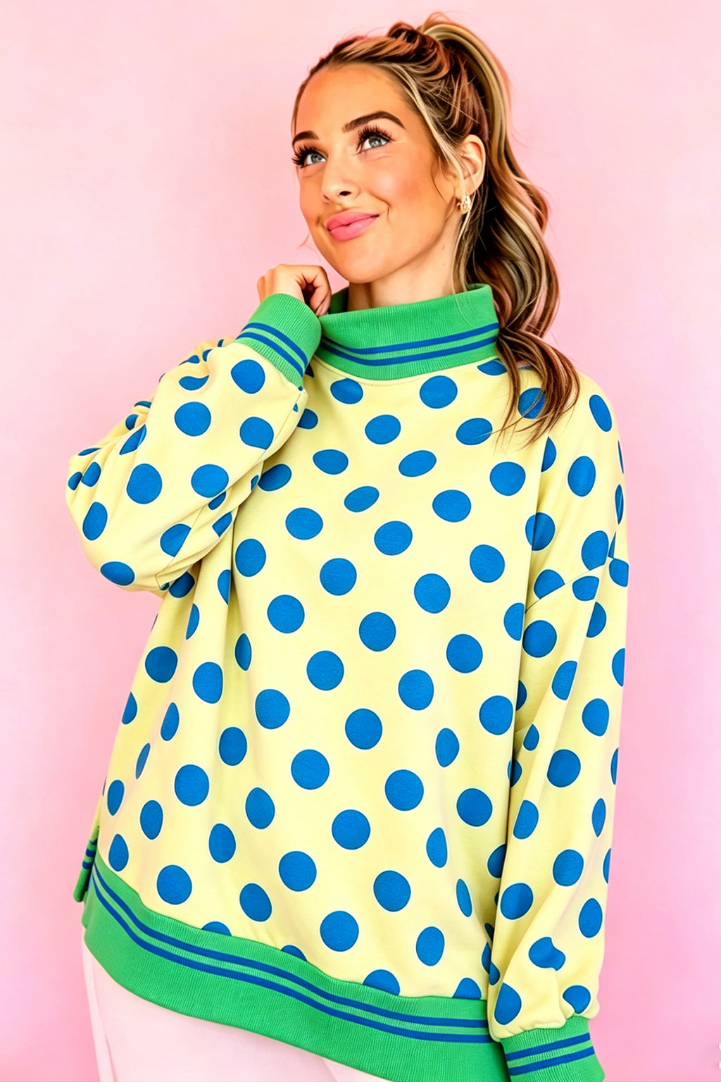 Dotty Days Yellow Polka Dot Sweatshirt