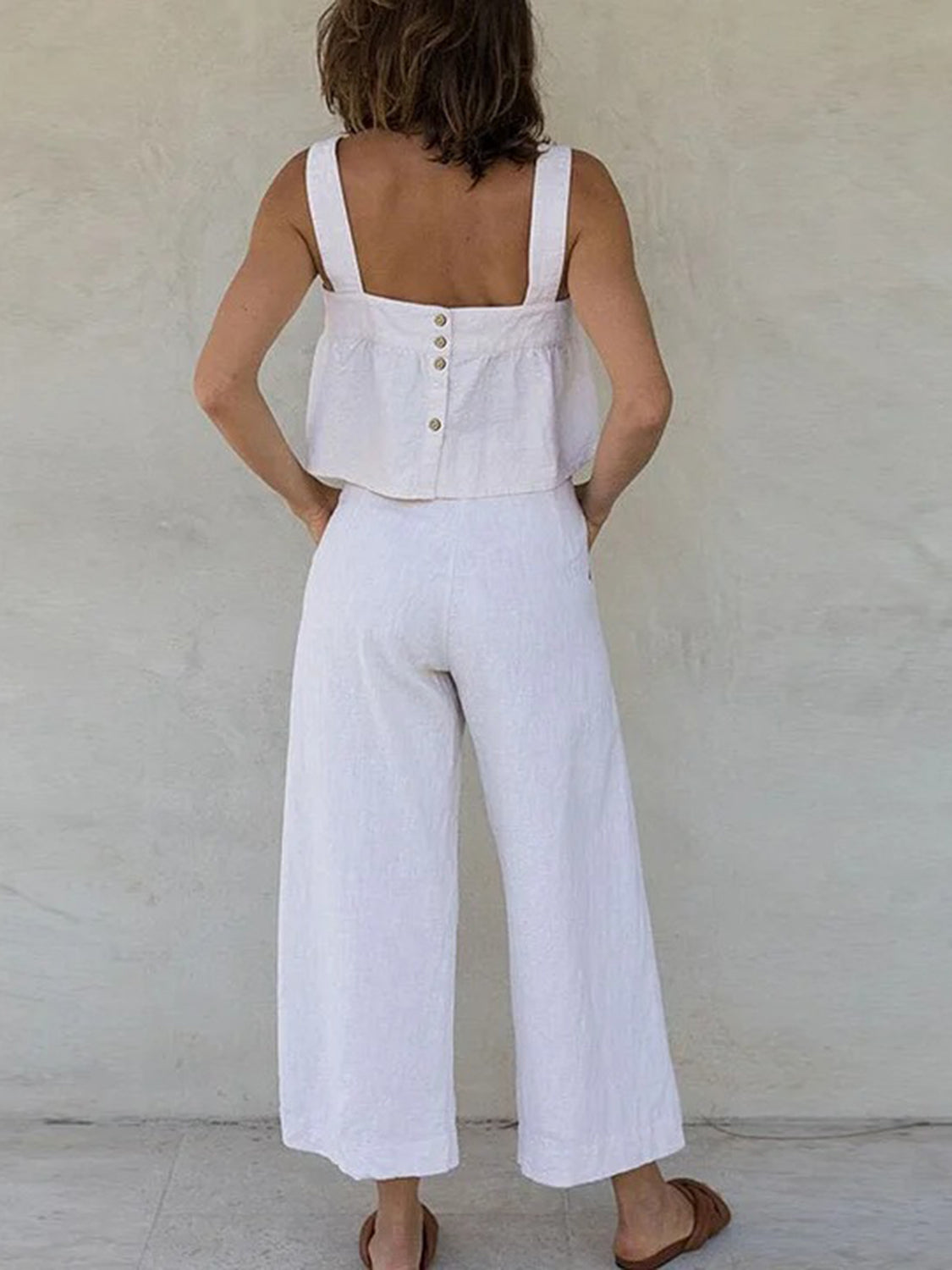 Hazel Blues® |  Square Neck Wide Strap Top and Pants Set