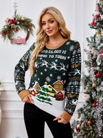 Hazel Blues® |  Graphic Round Neck Long Sleeve Sweater