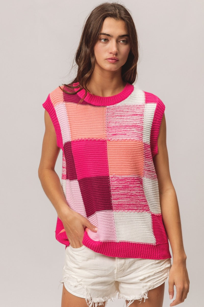 Hazel Blues® |  BiBi Color Block Round Neck Sweater Vest