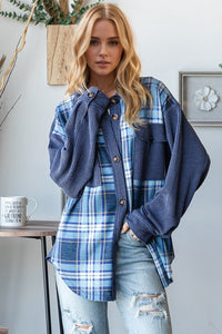 Hazel Blues® |  OH Plaid Button Up Long Sleeve Shacket with Breast Pockets