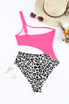Hazel Blues® |  Leopard Cutout One-Shoulder One-Piece Swimsuit
