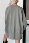 Hazel Blues® |  Chestnut Sequin Happy Halloween Graphic Notched Neck Long Sleeve Loose Top