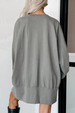 Hazel Blues® |  Chestnut Sequin Happy Halloween Graphic Notched Neck Long Sleeve Loose Top