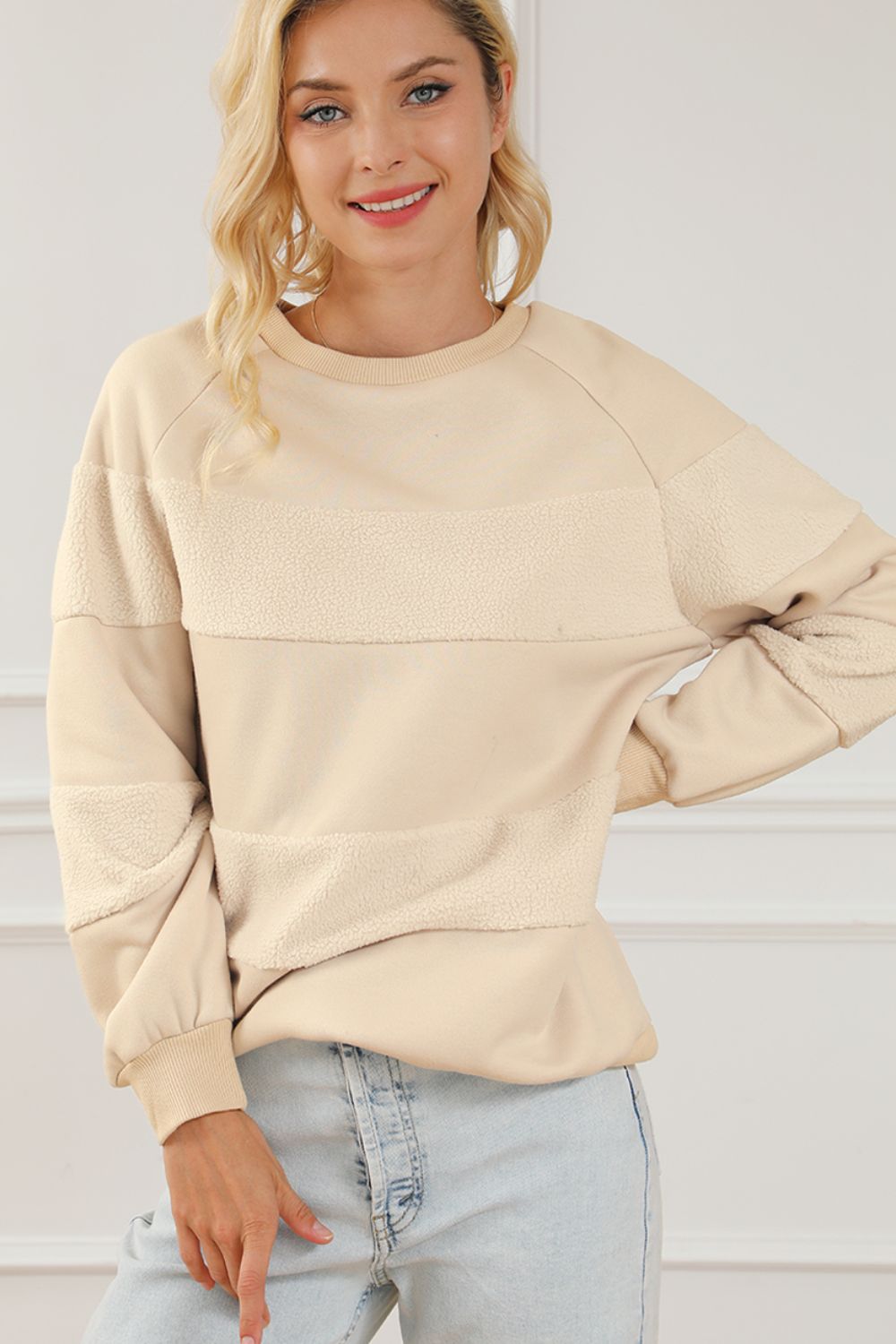 Hazel Blues® |  Round Neck Raglan Sleeve Sweatshirt