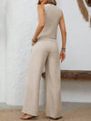 Hazel Blues® |  V-Neck Button Down Vest and Wide Leg Pants Set
