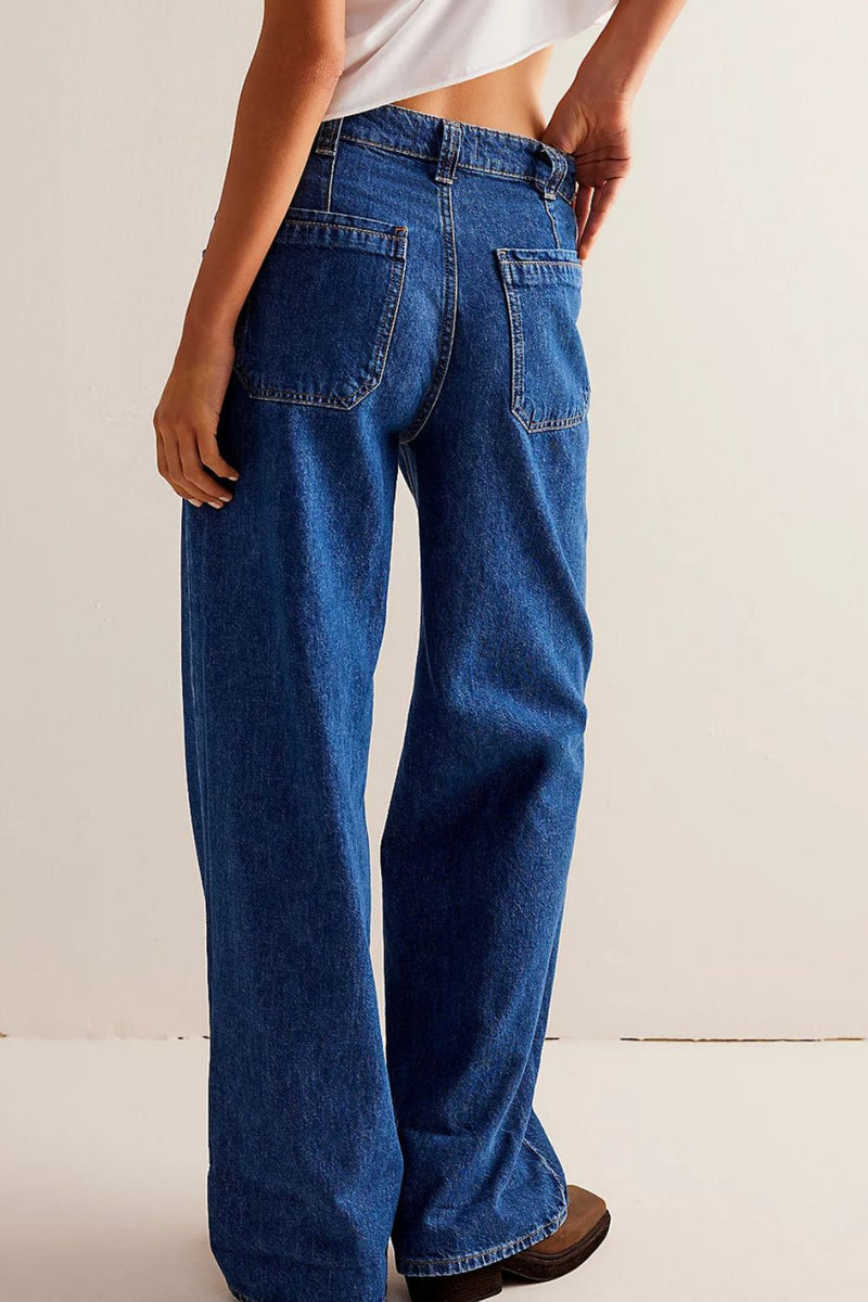 Hazel Blues® |  Washed Wide Leg Jeans with Pockets