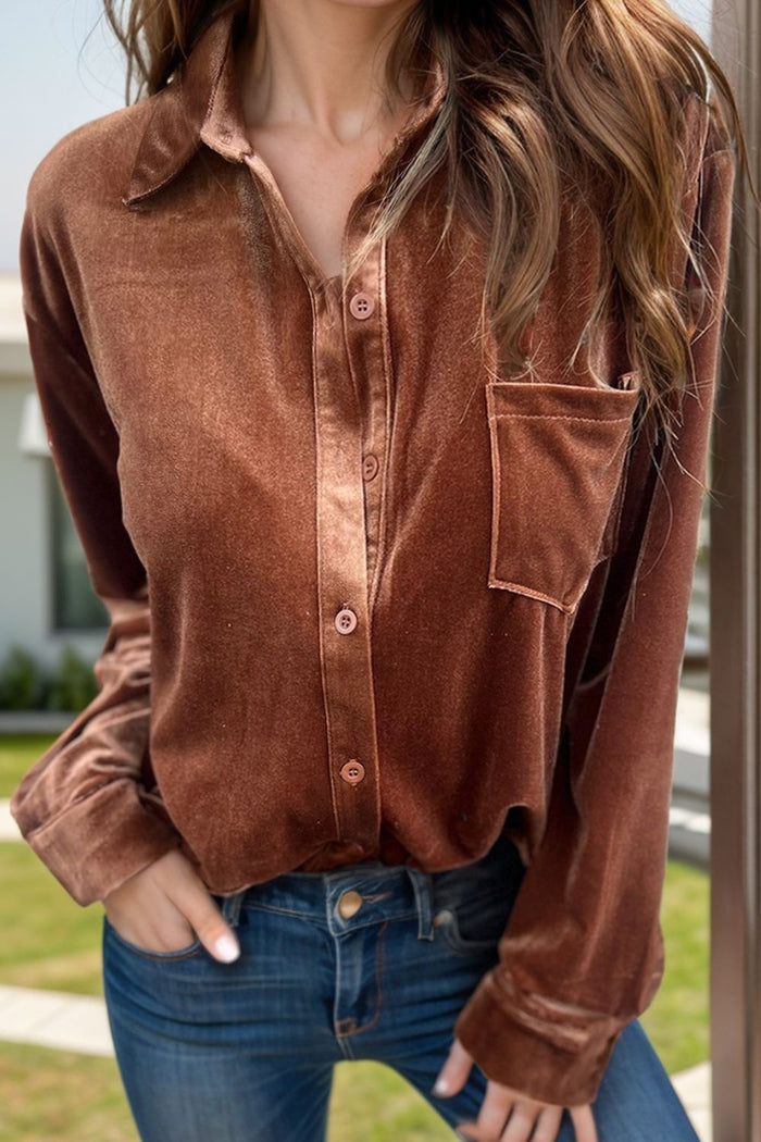 Hazel Blues® |  Pocketed Collared Neck Long Sleeve Shirt