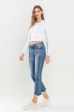 Hazel Blues® |  Lovervet Mid Rise Frayed Hem Jeans