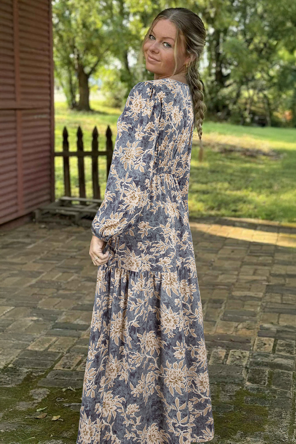 Talia Day Floral Smocked Maxi Dress