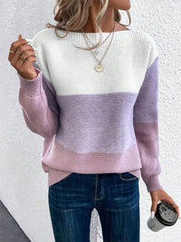 Hazel Blues® |  Color Block Drop Shoulder Long Sleeve Sweater