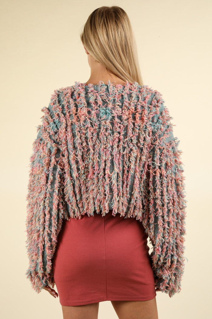 Hazel Blues® |  VERY J Shaggy Yarn Knit Zip Up Jacket