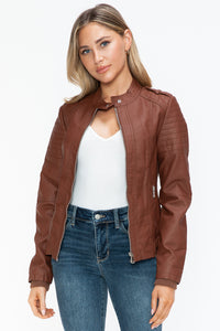 Hazel Blues® |  Snobbish PU Leather Biker Jacket with Side Zip Pockets