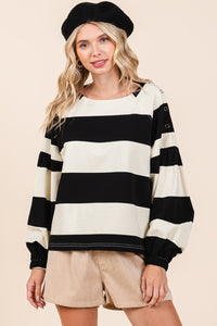 Hazel Blues® |  Mittoshop Striped Snap Shoulder Long Sleeve T-Shirt