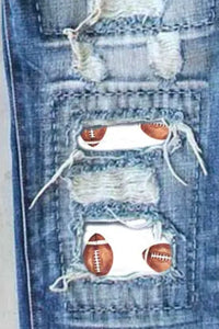 Hazel Blues® |  Distressed Football Straight Jeans