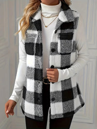 Hazel Blues® |  Plaid Button Up Vest Coat