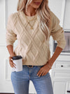Hazel Blues® |  Geometric Round Neck Long Sleeve Sweater