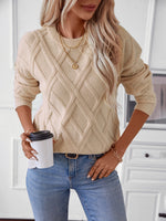 Hazel Blues® |  Geometric Round Neck Long Sleeve Sweater