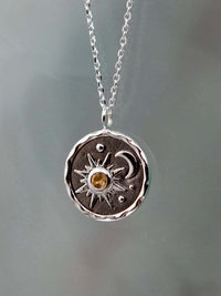 Alloy Inland Zircon Sun & Moon Necklace