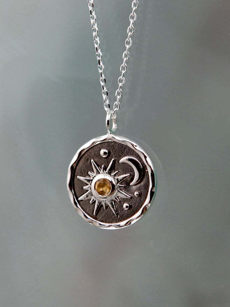 Hazel Blues® |  Alloy Inland Zircon Sun & Moon Necklace