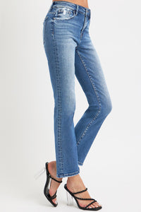 Hazel Blues® |  RISEN Mid Rise Ankle Straight Jeans with Pockets