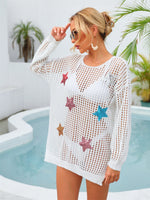 Hazel Blues® |  Sequin Star Round Neck Long Sleeve Cover Up