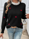 Hazel Blues® |  Lace Detail Heart Long Sleeve Sweater