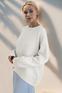 Hazel Blues® |  Basic Bae Round Neck Dropped Shoulder Sweater