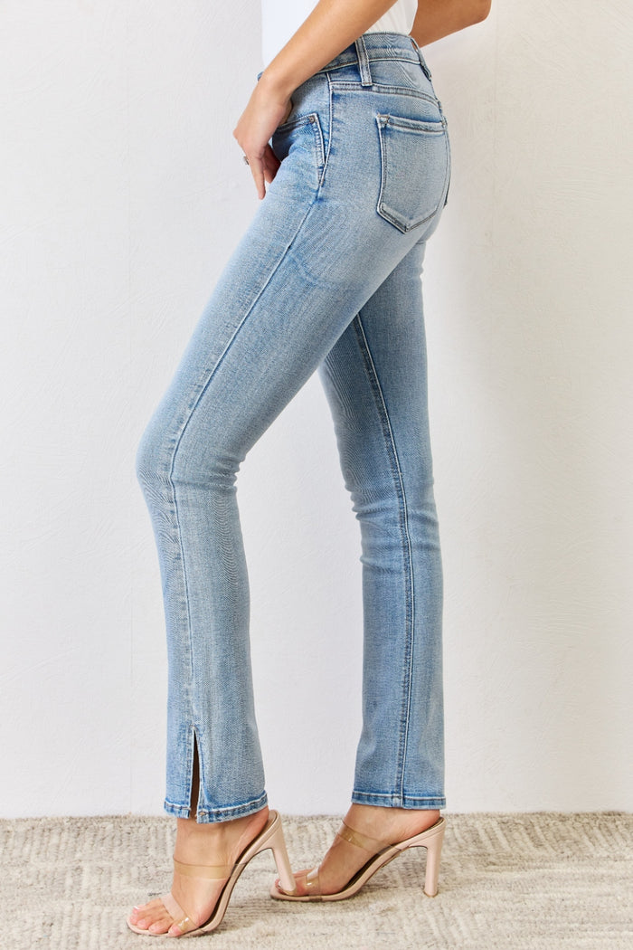 Hazel Blues® |  Kancan Mid Rise Y2K Slit Bootcut Jeans