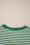 Hazel Blues® |  Green Stripe Thermal Knit Drop Shoulder Casual Top