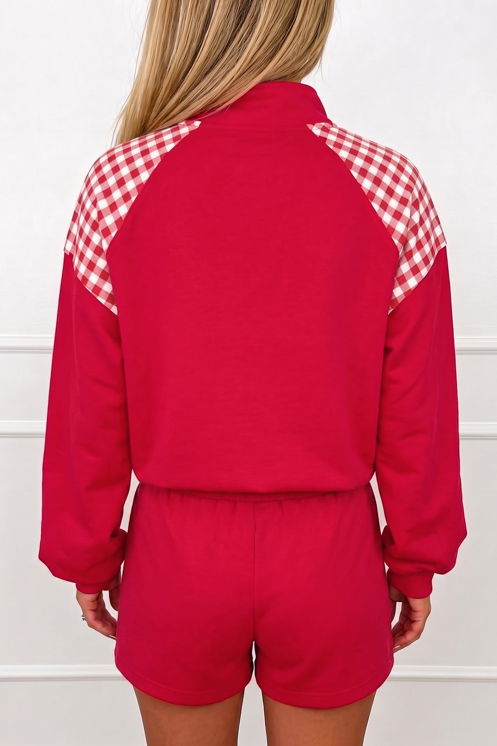 Avery Marie Red Christmas Plaid Shorts Set
