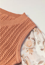 Hazel Blues® |  Cable Knit Round Neck Flounce Sleeve Sweater