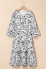 Hazel Blues® |  Leopard Notched Long Sleeve Dress