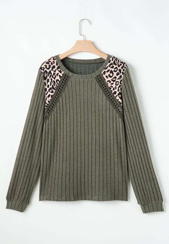 Hazel Blues® |  Leopard Round Neck Long Sleeve T-Shirt