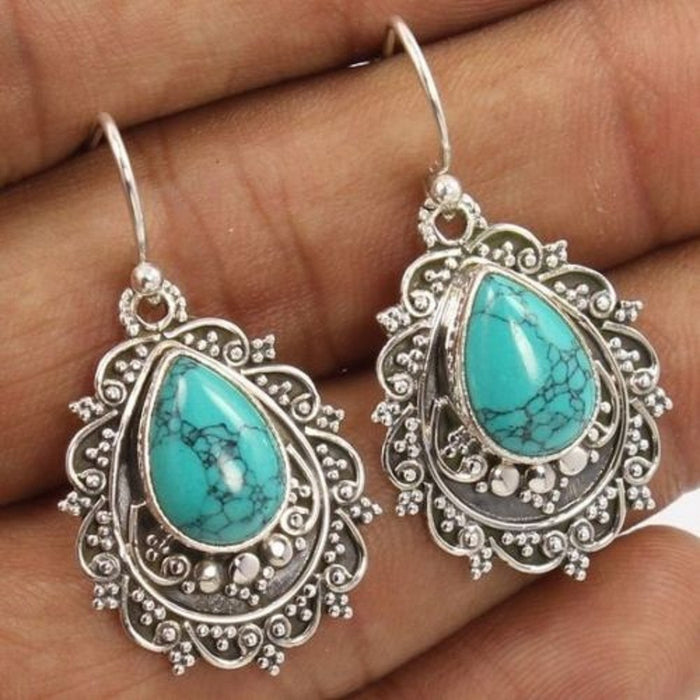 Hazel Blues® |  Artificial Turquoise Alloy Teardrop Dangle Earrings