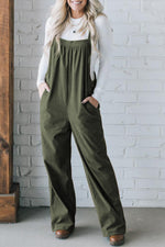 Hazel Blues® |  Jungle Green Solid Pocketed Loose Fit Corduroy Overall