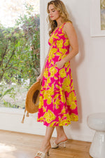 Hazel Blues® | ODDI Floral Smocked Ruffled Midi Dress