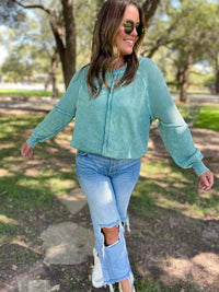 Hazel Blues® |  Best Selling Elliott Exposed Seam Sweatshirt in Five Colors