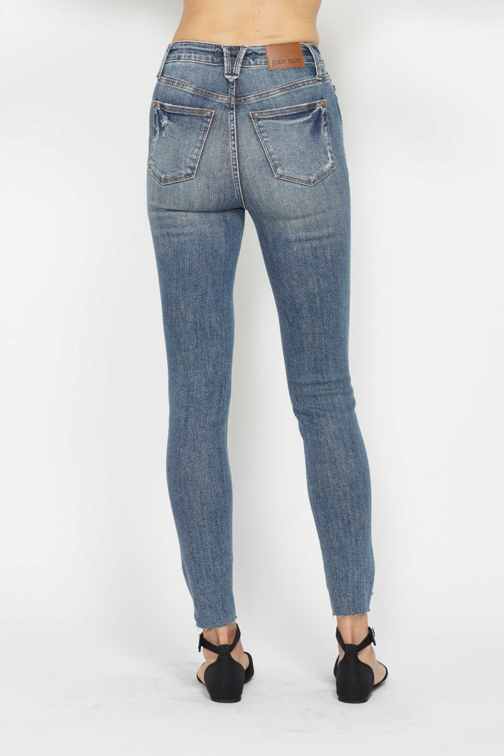 Hazel Blues® |  Judy Blue Tummy Control Vintage Wash Hem Destroy Skinny Jeans