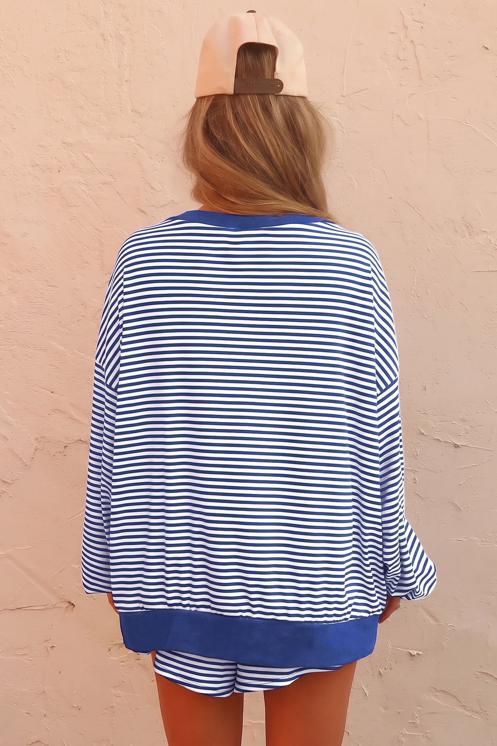 Demi Faye Blue Stripe Shorts Set