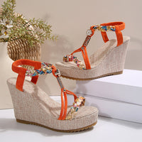 Hazel Blues® |  Braided Strap Wedge Sandals