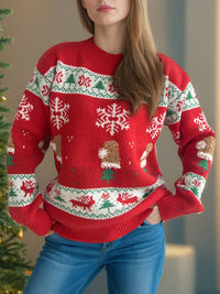 Hazel Blues® |  Christmas Element Round Neck Long Sleeve Sweater