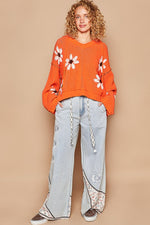 Hazel Blues® |  POL Floral Pattern Hooded High-Low Sweater