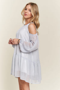 Hazel Blues® |  ADORA Cold Shoulder Balloon Sleeve Mini Dress