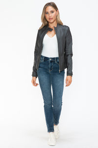 Hazel Blues® |  Snobbish PU Leather Biker Jacket with Side Zip Pockets