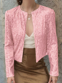 Hazel Blues® |  Sequin Open Front Cropped Jacket